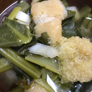 白菜と小松菜と油揚げの味噌汁